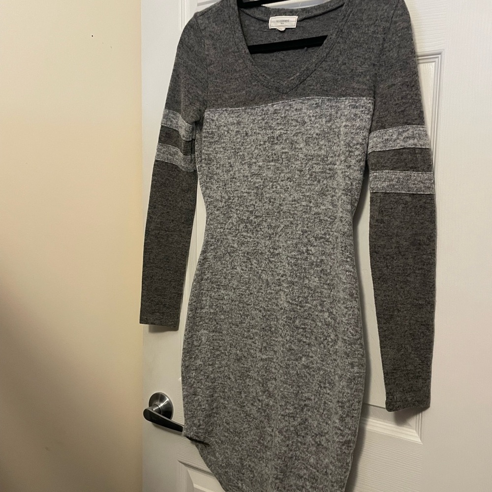 Elegant Charcoal Long Sleeve Dress